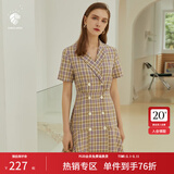 范思蓝恩正式气质通勤连衣裙女夏季收腰显瘦面试西装裙 紫罗兰格 L