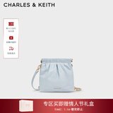 CHARLES&KEITH迷你菱格流浪包单肩斜挎双肩包包女包生日新年礼物CK2-60782390 【S号】Sea Salt Blue海盐蓝 S