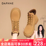 达芙妮官方马丁靴女加绒加厚冬季2025年爆款百搭复古短靴子女靴大黄靴女 复古黄 37