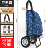 拉杆小拉车家用便携购物车老人爬楼轻便可折叠拖车买菜手推车新款 【巨无霸储物】静音橡胶轮-浅蓝色加粗钢架