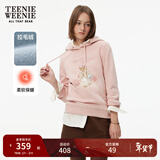 Teenie Weenie小熊女装卫衣冬季学院连帽简约休闲萌趣加绒保暖上衣 粉色 S (160)