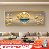 好久不见新中式客厅装饰画沙发背景墙横幅壁画现代简约酒店主卧室 新工艺 吉星高照 70cmx200cm(适合2.5-3.5米沙发) 丝缎金 铝合金外框+有机玻璃