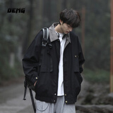 OEMG   日系cityboy猎装翻领夹克男春秋冬季潮牌棒球服工装休闲外套 黑色 2XL [建议140-160斤]