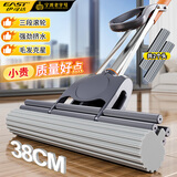 伊司达胶棉拖把38cm长135cm共2头滚轮大号懒人家用一拖净免手洗海绵拖把