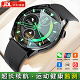 HUXIAVIM智能手表华为鸿蒙安卓苹果机IOS系统适用华强北watch情侣运动表心率血氧血压监测gt5腕表生日礼物 黑胶带 NFC+支付+海量表盘+健康监测 消息提醒+定位导航+超长待机+心率血压血