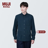 MUJI男式 棉水洗牛津 纽扣领 长袖衬衫 衬衣外套纯棉全棉男装 藏青色 M (170/92A)