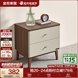 全友家居新中式家具主卧室实木高脚床双人大床高箱床软包床款 床头柜*1 1.8x2米