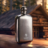 斯涅克（SNAKER）纯钛钢小酒壶白酒钛金属随身便携户外钛钢圆形酒瓶 4两纯钛银【赠1杯1漏】 200ml