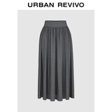 UR2026春季新款女装简约休闲纯色超宽松高腰A字半裙UWB550004 深灰花灰 L (XL-XXL)