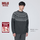 MUJI男式 美利奴羊毛 图案编织 圆领毛衣 AA0PVA3A 长袖针织衫 校园风 炭灰色 S(165/84A)