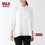 MUJI MUJI 女式 水洗 棉强捻 七分袖罩衫 BCA36A2S 白色 XS-S