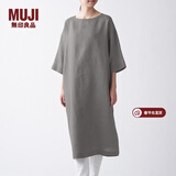 MUJI MUJI 女式 法国亚麻水洗 七分袖连衣裙 412688 BCL06C1S 卡其米色 M