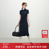 范思蓝恩天才少女学院风polo连衣裙女2025夏新款长款收腰裙子2179 藏青色 XS
