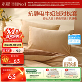 水星家纺枕套牛奶绒抗静电秋冬加厚A类加绒枕芯保护套一对装48x74cm