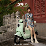 立马电动摩托车M2时尚版50公里长续航电动车1200W高速电摩铅酸电池60V20Ah外卖上班代步电瓶车千代绿