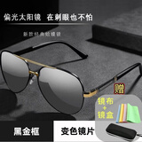 泰奢新款墨镜太阳镜男偏光开车驾驶钓鱼眼镜日夜两用变色防晒墨镜男 【智能变色日夜两用】黑金镜架