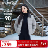 坦博尔轻薄羽绒服女短款翻领宽松舒适衬衫式女士外套330226D 夏云灰155
