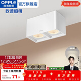 欧普照明（OPPLE）明装筒灯天花灯孔洞防眩led客厅家用双头桶方形格栅射灯商用 12瓦双头【白壳暖白光】