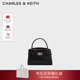 CHARLES&KEITH鳄鱼纹凯莉包手提斜挎婚包包女包生日情人节礼物CK2-50270880-1 Black黑色 S