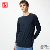 优衣库男装HEATTECH圆领T恤9分袖保暖衣秋衣内衣479428 486842 479432/69藏青色 2XL