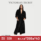 维多利亚的秘密 秋冬加厚毛绒睡袍浴袍女柔软舒适系带居家睡衣送礼送老婆 54A2黑色-长款 11176130 XS /S