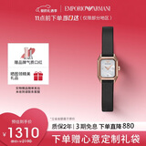 EMPORIO ARMANI阿玛尼手表女士 镶钻方表盘皮带石英表 情人节礼物送女友AR11248