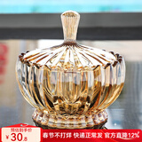 花语四季玻璃水果盘欧式家用客厅茶几高档轻奢零食糖果干果收纳盘大号盘子 糖果罐