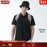 Levi's李维斯情侣同款美式复古潮流休闲商务宽松翻领短袖polo衫 黑色0005 S