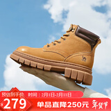 骆驼（CAMEL）大黄靴女都市户外系带工装靴马丁靴 L23W307016R 黄棕（绒里） 35