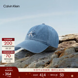 Calvin KleinJeans男女情侣中性简约ck刺绣潮流复古棉质弯檐牛仔棒球帽礼物 458-牛仔蓝 均码 OS