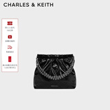 CHARLES&KEITH链条单肩腋下托特包流浪包包女包女友生日新年礼物CK2-20671559 Noir黑色 M