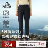 伯希和（Pelliot）【风盾】冲锋软壳裤女冬季保暖抓绒裤防风高弹长裤男125107018黑L