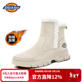 Dickies女士雪地靴女靴冬季加绒加厚短靴保暖棉鞋靴子 米色 35 