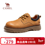 骆驼（CAMEL）低帮工装鞋秋季英伦皮革休闲男士马丁鞋 G15A076064 驼色 44