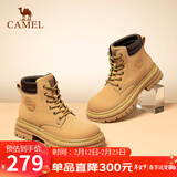 骆驼（CAMEL）【远行】女鞋工装靴英伦短靴大黄靴马丁靴女 L23W076044 土黄 35