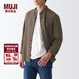 MUJI男式 法兰绒立领衬衫 长袖休闲百搭衬衣男士外套纯棉全棉ACA75C1A 褪色米色 S  （165/84A）