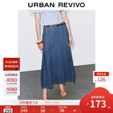 UR2026春季新款女装腰带装饰牛仔半裙复古A字半身裙UWM850200 蓝色 XS