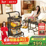 溢彩年华免安装置物架厨房加厚落地多层小推车折叠移动收纳储物零食架6800