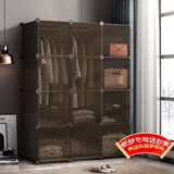 安尔雅衣柜简易组装双人衣橱简约出租房组合塑料收纳储物柜卧室单人衣柜