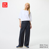 优衣库女装绒面针织宽腿裤/阔腿裤裤子479284 69 藏青色 M /160/68A