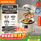 苏泊尔（SUPOR）【厨房好年货】鸳鸯电压力锅3L 多功能0涂层钢胆2-4人家用风冷降压电饭煲电炖锅高压锅SY-30YC3001