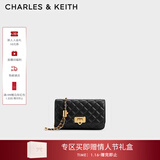 CHARLES&KEITH经典菱格链条小方单肩斜挎包包女包生日礼物新年礼物CK2-70160131 Black黑色 小包