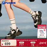 斐乐 FUSION 斐乐女鞋新款硬糖厚底休闲老爹鞋猫爪挂件运动鞋女 黑/奶白-BG 39