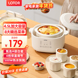 LOTOR电炖锅大容量全自动炖汤煲汤煮粥神器隔水燕窝炖盅1-2人迷你陶瓷宝宝婴儿辅食熬粥专用锅 一锅五胆升级款 4.5L