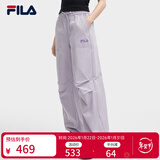 斐乐 斐乐官方杨幂同款梭织长裤时尚简约宽松休闲裤子女 淡奶油紫-PU S （160/62A/S）