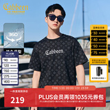 卡宾（CABBEEN）【纯棉】卡宾新疆长绒棉短袖T恤男夏季老花潮牌圆领上衣潮流时尚 煤黑色01 2XL /185/54