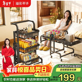 溢彩年华免安装置物架厨房加厚落地多层小推车折叠移动收纳储物零食架6800