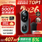 360可视门铃6Pro 500万超清画质家用监控智能门铃电子猫眼摄像头无线wifi手机远程查看对讲