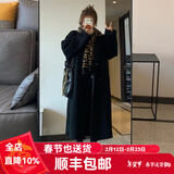 GARNUO赫本风黑色双面羊毛大衣女2026新款秋冬季高级感小个子羊毛呢外套 黑色 S 【85-110斤】