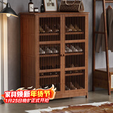 安尔雅新中式鞋柜门口简易鞋架家用收纳透气大容量多层玄关柜 双门款